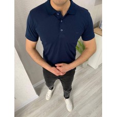 Модная  polo футболка мужская легкая повседневная синяя /  Футболки поло мужские брендовые