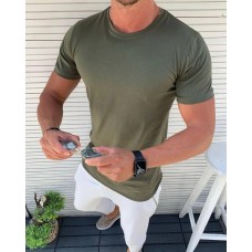 Легкая классическая мужская футболка на каждый день хаки | Качественные футболки мужские брендовые