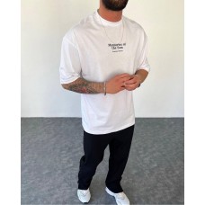 Летняя мужская футболка оверсайз (oversize)удобная белая | Стильные футболки мужские брендовые
