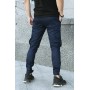 Круті котонові спортивні чоловічі штани зручні повсякденні демісезонні синього кольору | Спортивні брюки чоловічі