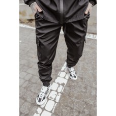 Спортивні чоловічі штани карго зручні на кожен день чорні | Спортивні брюки з кишенями