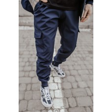 Спортивні чоловічі штани карго зручні на кожен день синього кольору | Спортивні брюки з кишенями