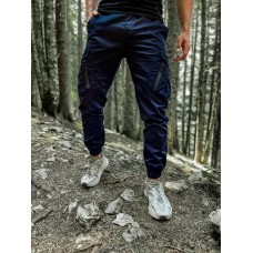 Модні котонові спортивні чоловічі штани легкі повсякденні демісезонні синього кольору | Спортивні брюки чоловічі