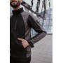 Куртка ветровка мужская повседневная непромокаемая без капюшона черная с серым весна осень