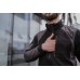 Куртка ветровка мужская повседневная непромокаемая без капюшона черная с серым весна осень