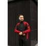 Куртка вітровка чоловіча зручна водоневпроникна без капюшона чорна з червоним весна осінь