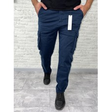 Джинсы джогеры мужские с накладными карманами синего цвета Турция | Синие коттоновые штаны джоггеры