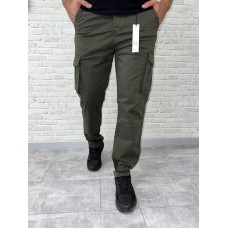 Джинсы джоггеры мужские турецкие весна-осень хаки | Коттоновые штаны с накладными карманами