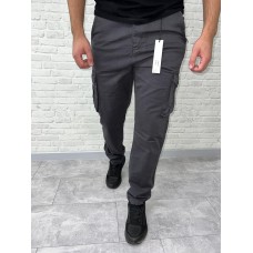 Джинси чоловічі джогери з накладними кишенями антрацит | Сірі коттонові штани джогери весна-осінь