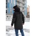 Удобная куртка мужская демисезонная длинная с капюшоном стеганая хаки с черным | Куртки мужские весна осень