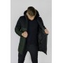 Удобная куртка мужская демисезонная длинная с капюшоном стеганая хаки с черным | Куртки мужские весна осень