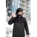 Удобная куртка мужская демисезонная длинная с капюшоном стеганая хаки с черным | Куртки мужские весна осень