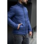 Удобная короткая куртка мужская весенняя осенняя стеганая синяя | Демисезонные мужские куртки
