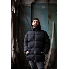 Удобная куртка мужская пуховик теплая зимняя с капюшоном черная | Куртки мужские зима