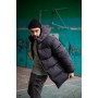 Комфортна куртка чоловіча пуховик тепла зимня стьобана з капюшоном сіра | Куртки чоловічі зима