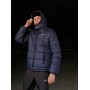 Комфортна куртка чоловіча пуховик тепла зимня стьобана з капюшоном синя / Куртки чоловічі зима