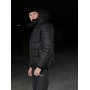 Комфортная куртка мужская пуховик теплая зима стеганая с капюшоном черная | Зимние мужские куртки