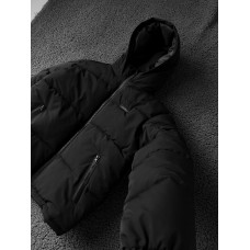 Комфортная куртка мужская пуховик теплаязима стеганая с капюшоном черная | Куртки мужские зима
