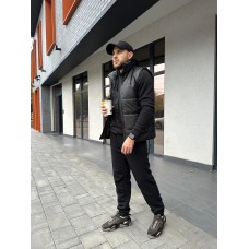 Якісний чоловічий спортивний костюм з капюшоном худі та штани чорний весна-осінь-зима