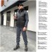 Качественныймужской спортивный костюм тройка с капюшоном худи штаны жилетка серый весна-осень-зима