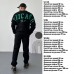 Модный спортивный костюм для мужчин без капюшона свитшот и штаны черный весна-осень теплый на флисе